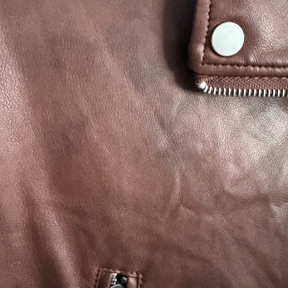 Avec Les Filles Anthropologie Brown Faux Leather Cropped Jacket Sz S - Picture 7 of 12
